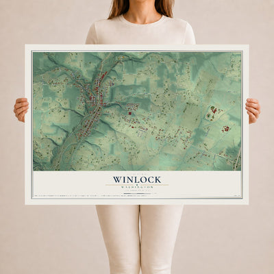 Map of Winlock, Washington, 24 x 36 inch unframed archival matte print