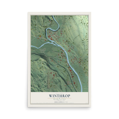Map of Winthrop, Washington, 12 x 18 inch unframed archival matte print