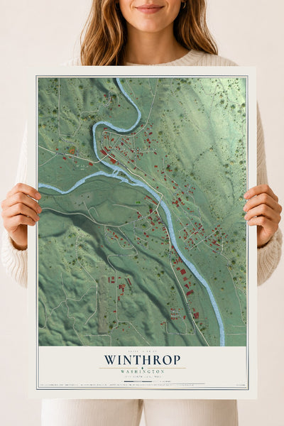 Map of Winthrop, Washington, 18 x 24 inch unframed archival matte print