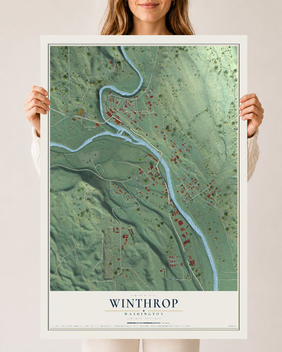 Map of Winthrop, Washington, 24 x 36 inch unframed archival matte print