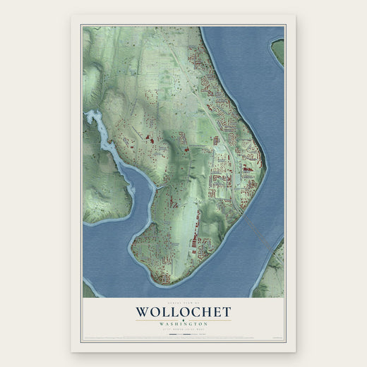 Wollochet, Washington map print, the full design