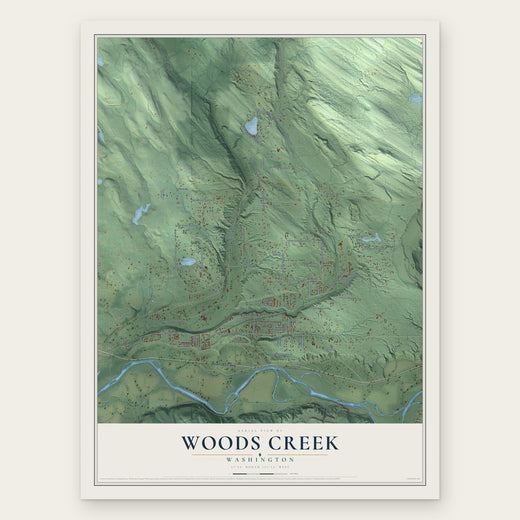 Woods Creek, Washington map print, the full design
