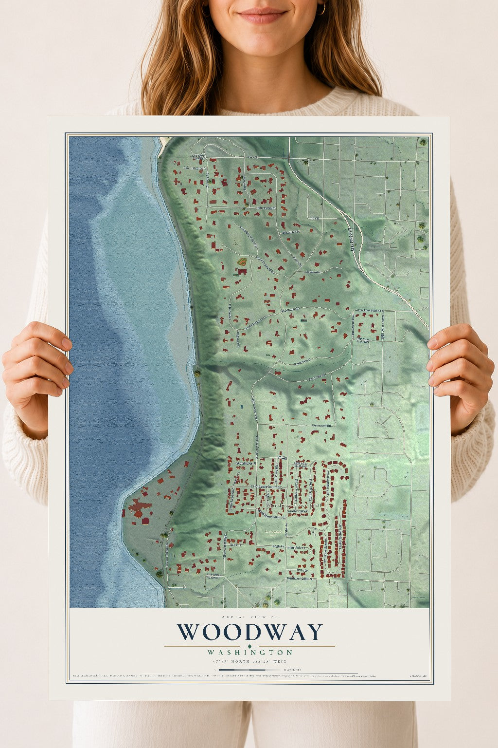 Map of Woodway, Washington, 18 x 24 inch unframed archival matte print