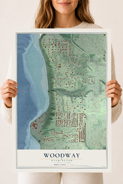 Map of Woodway, Washington, 18 x 24 inch unframed archival matte print