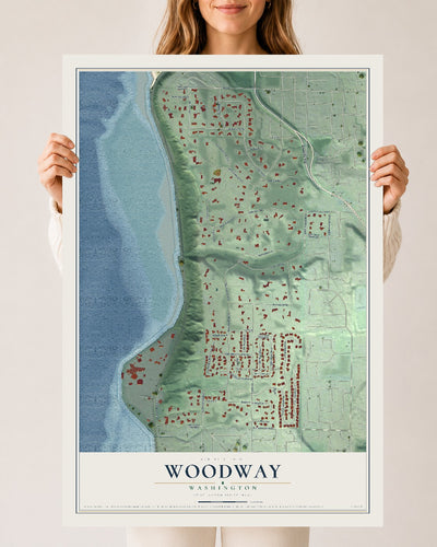 Map of Woodway, Washington, 24 x 36 inch unframed archival matte print