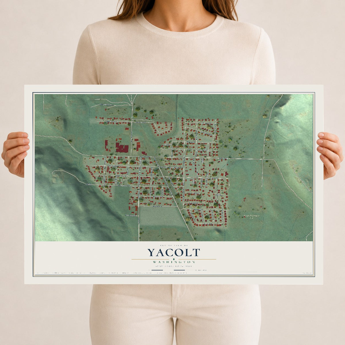 Map of Yacolt, Washington, 12 x 18 inch unframed archival matte print