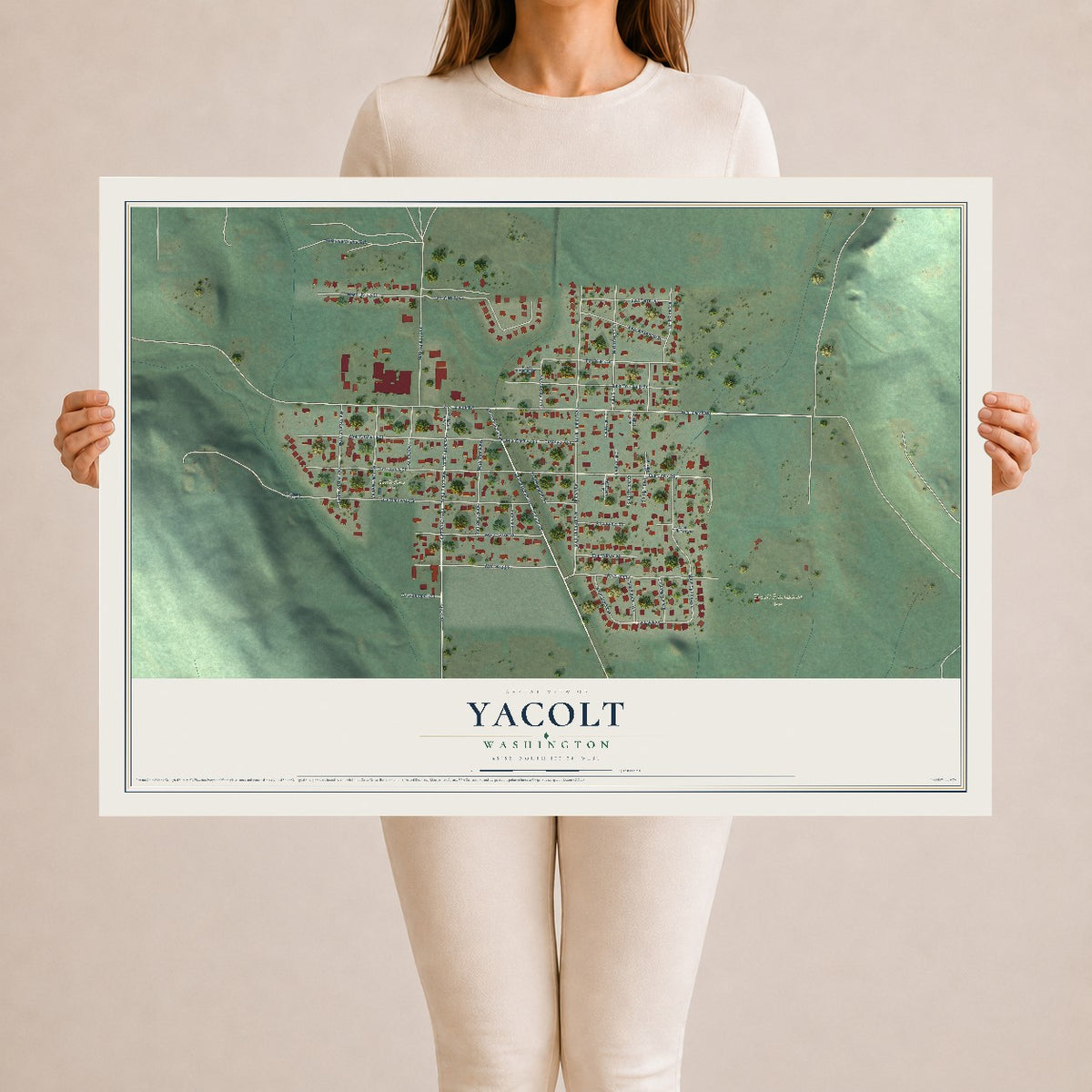 Map of Yacolt, Washington, 24 x 36 inch unframed archival matte print