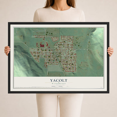 Map of Yacolt, Washington, 24 x 36 inch print in a black wood frame
