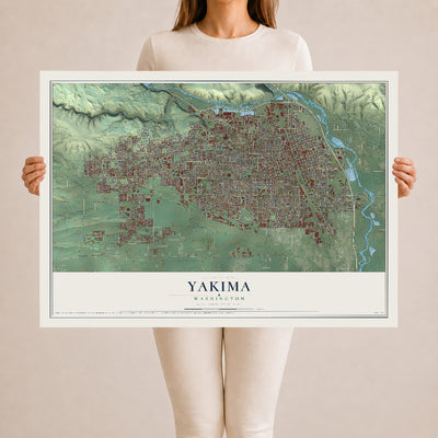 Map of Yakima, Washington, 24 x 36 inch unframed archival matte print