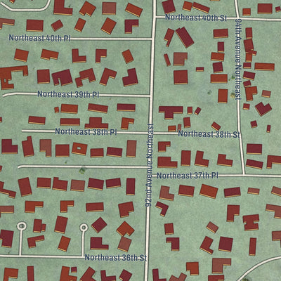 Close-up of the map of Yarrow Point, Washington print showing street and building detail