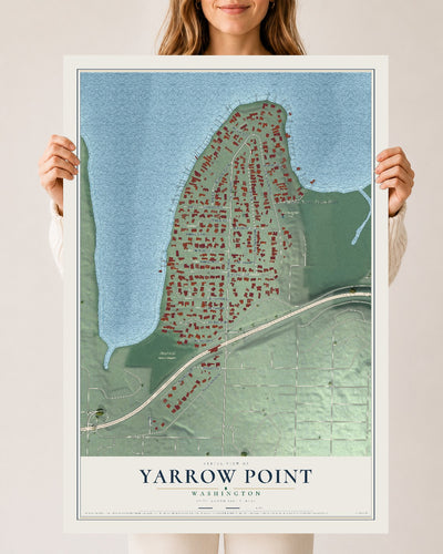 Map of Yarrow Point, Washington, 24 x 36 inch unframed archival matte print