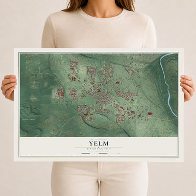 Map of Yelm, Washington, 12 x 18 inch unframed archival matte print