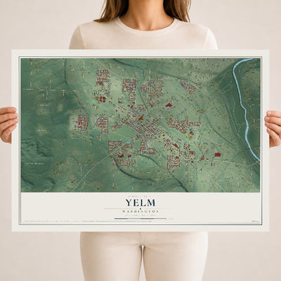 Map of Yelm, Washington, 18 x 24 inch unframed archival matte print