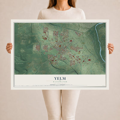 Map of Yelm, Washington, 24 x 36 inch unframed archival matte print
