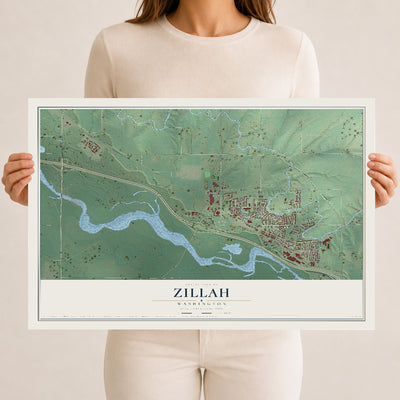 Map of Zillah, Washington, 12 x 18 inch unframed archival matte print