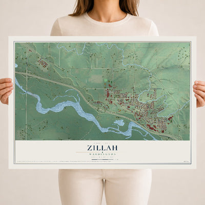 Map of Zillah, Washington, 18 x 24 inch unframed archival matte print