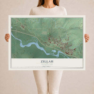 Map of Zillah, Washington, 24 x 36 inch unframed archival matte print