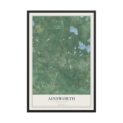 Map of Ainsworth, Wisconsin, 12 x 18 inch print in a black wood frame