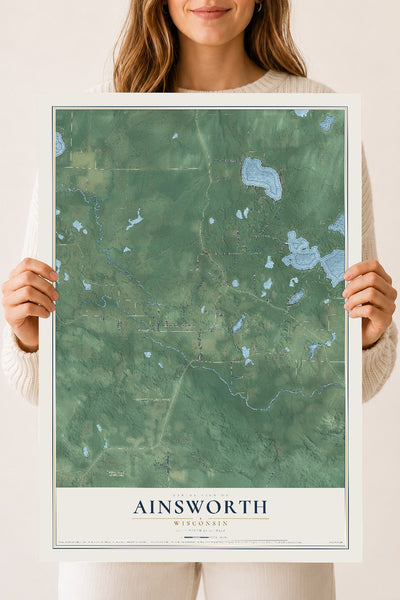 Map of Ainsworth, Wisconsin, 18 x 24 inch unframed archival matte print