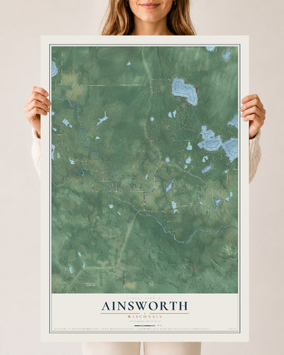Map of Ainsworth, Wisconsin, 24 x 36 inch unframed archival matte print