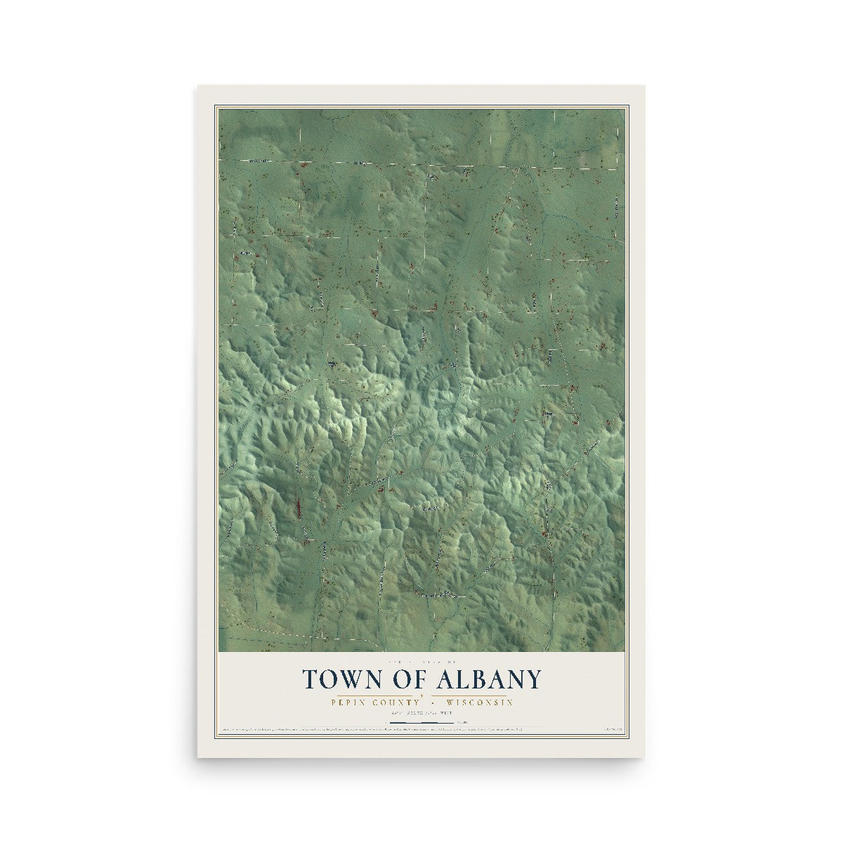 Map of the Town of Albany, Pepin County, Wisconsin, 12 x 18 inch unframed archival matte print