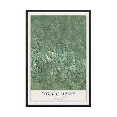 Map of the Town of Albany, Pepin County, Wisconsin, 12 x 18 inch print in a black wood frame