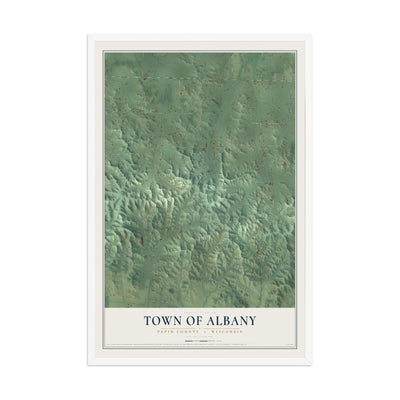 Map of the Town of Albany, Pepin County, Wisconsin, 12 x 18 inch print in a white wood frame