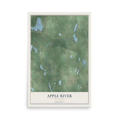 Map of Apple River, Wisconsin, 12 x 18 inch unframed archival matte print