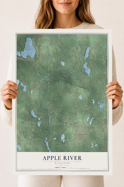 Map of Apple River, Wisconsin, 18 x 24 inch unframed archival matte print