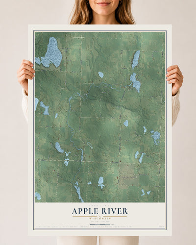 Map of Apple River, Wisconsin, 24 x 36 inch unframed archival matte print
