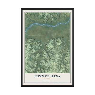 Map of the Town of Arena, Wisconsin, 12 x 18 inch print in a black wood frame