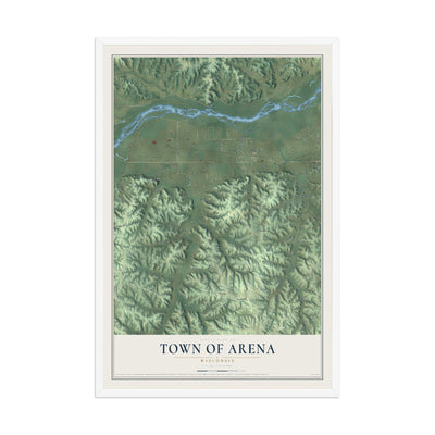 Map of the Town of Arena, Wisconsin, 12 x 18 inch print in a white wood frame