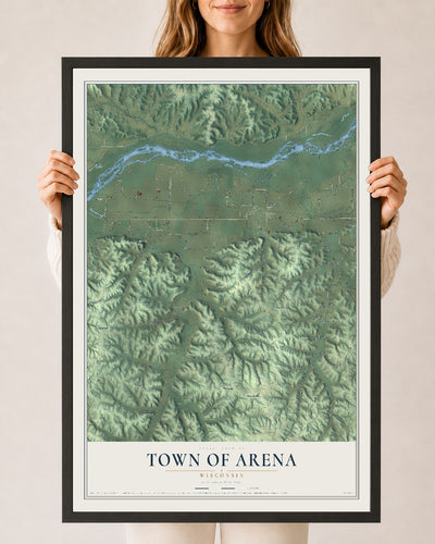 Map of the Town of Arena, Wisconsin, 24 x 36 inch print in a black wood frame