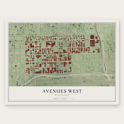 Avenues West, Wisconsin map print, the full design