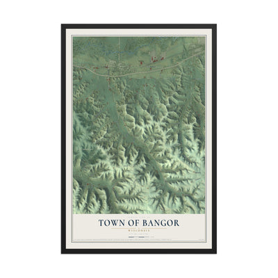 Map of the Town of Bangor, Wisconsin, 12 x 18 inch print in a black wood frame