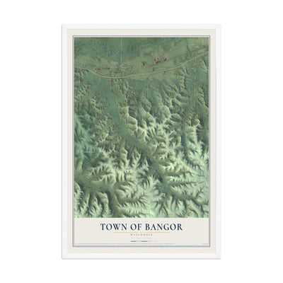 Map of the Town of Bangor, Wisconsin, 12 x 18 inch print in a white wood frame