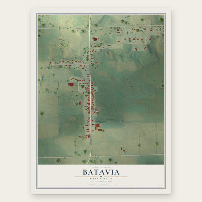Batavia, Wisconsin map print, the full design