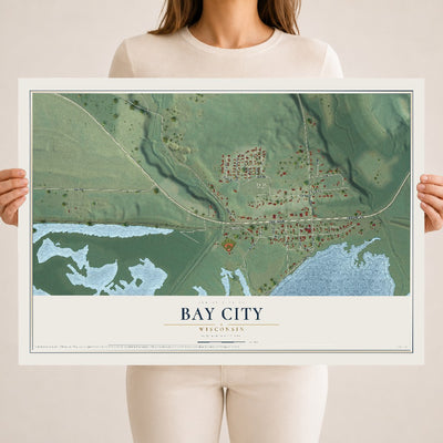 Map of Bay City, Wisconsin, 18 x 24 inch unframed archival matte print