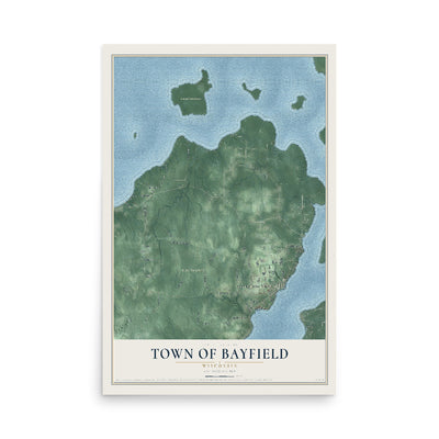 Map of the Town of Bayfield, Wisconsin, 12 x 18 inch unframed archival matte print