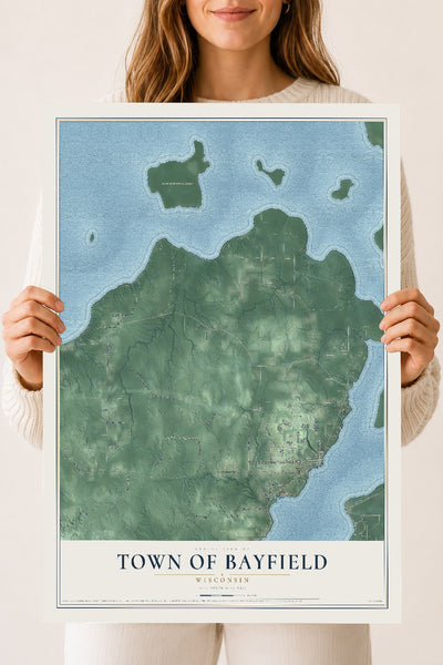 Map of the Town of Bayfield, Wisconsin, 18 x 24 inch unframed archival matte print