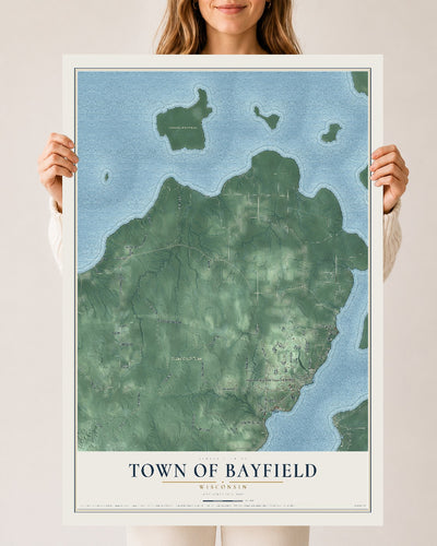 Map of the Town of Bayfield, Wisconsin, 24 x 36 inch unframed archival matte print