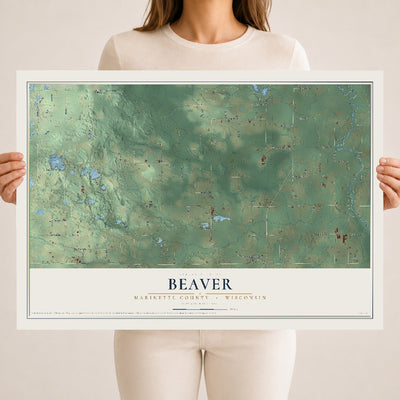 Map of Beaver, Marinette County, Wisconsin, 18 x 24 inch unframed archival matte print