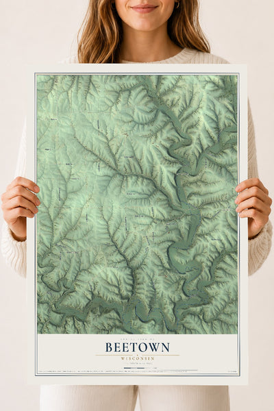 Map of Beetown, Wisconsin, 18 x 24 inch unframed archival matte print
