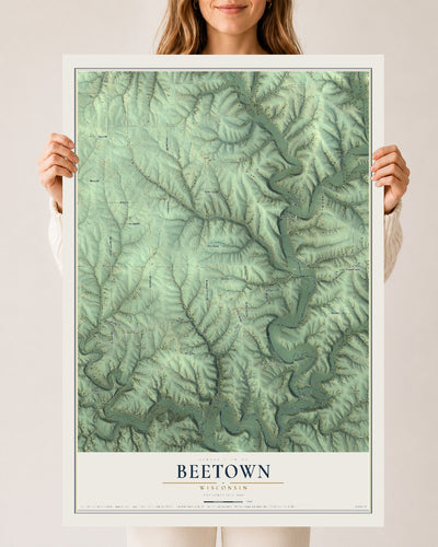 Map of Beetown, Wisconsin, 24 x 36 inch unframed archival matte print