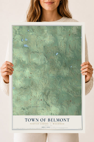 Map of the Town of Belmont, Portage County, Wisconsin, 18 x 24 inch unframed archival matte print