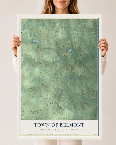 Map of the Town of Belmont, Portage County, Wisconsin, 24 x 36 inch unframed archival matte print