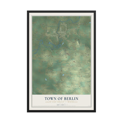 Map of the Town of Berlin, Green Lake County, Wisconsin, 12 x 18 inch print in a black wood frame