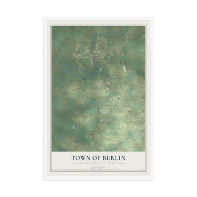 Map of the Town of Berlin, Green Lake County, Wisconsin, 12 x 18 inch print in a white wood frame
