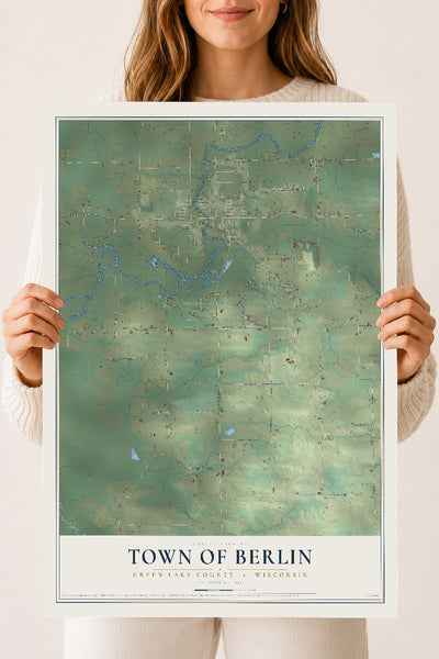 Map of the Town of Berlin, Green Lake County, Wisconsin, 18 x 24 inch unframed archival matte print