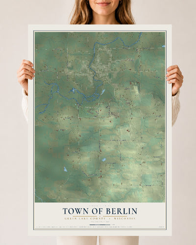 Map of the Town of Berlin, Green Lake County, Wisconsin, 24 x 36 inch unframed archival matte print